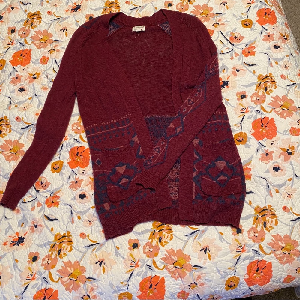 Maroon Tribal Print Sweater